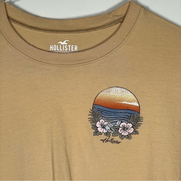 Hollister Crop T Shirt Yellow Long Sleeve Graphic Women’s Oversized Size XS - Picture 5 of 7